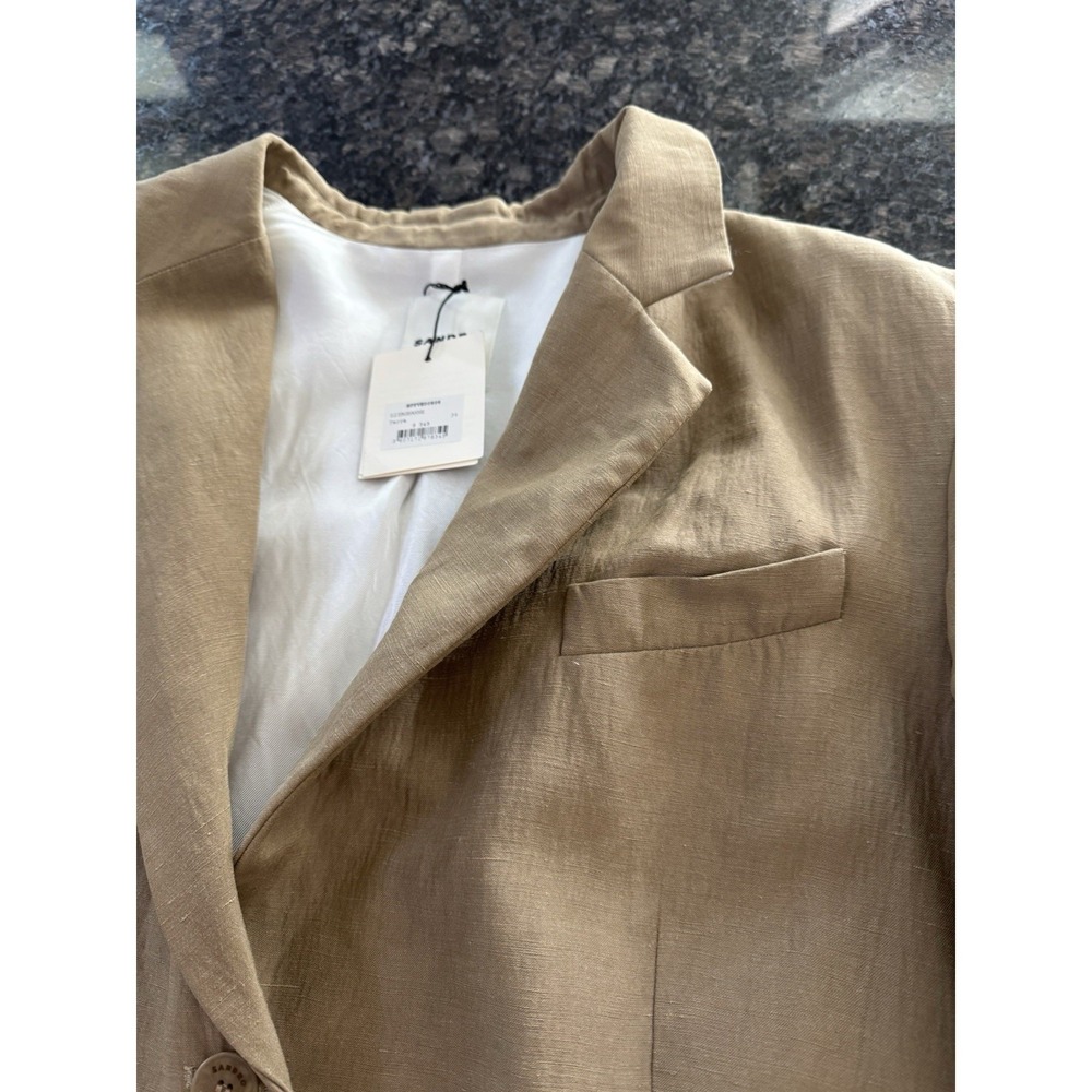 Sandro Sub Linen Blend Blazer Women's Terre Size 36 FR Us 4 Small - Picture 6 of 13